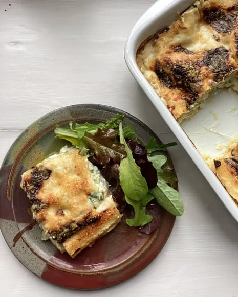 A Classic Dish for Lasagna with Courgette and A Trio of Cheeses